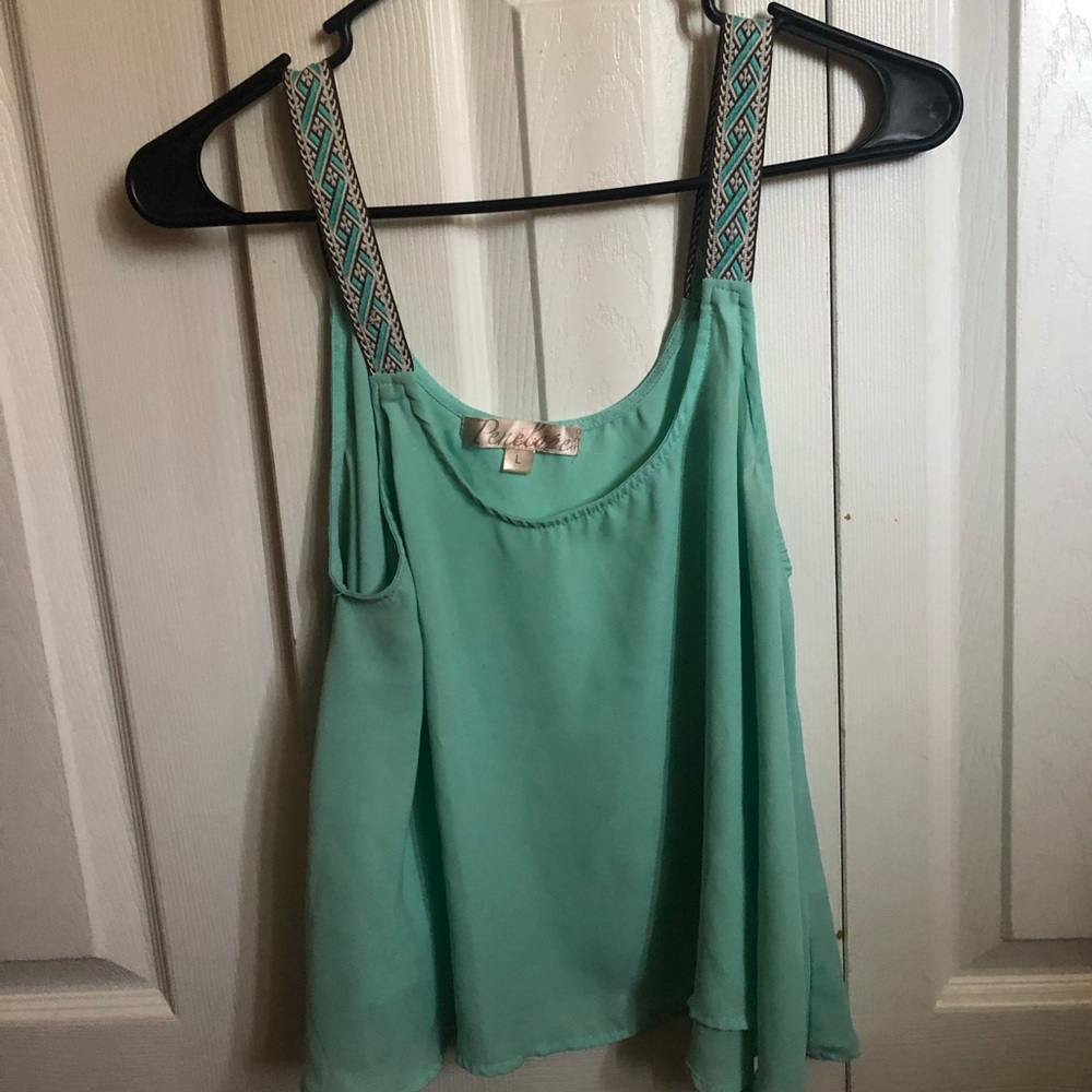 Teal flowy tank top
